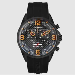 New Torgoen TN-1048 T18 Carbon Fiber 45mm Black Silicone Strap Watch